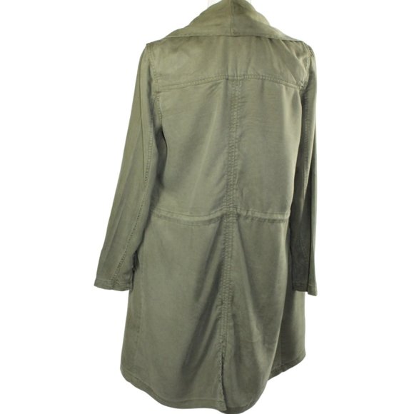 Max Jeans Vetiver Khaki Olive Green Long Drape Front Collar Boho  Jacket… - Picture 6 of 9